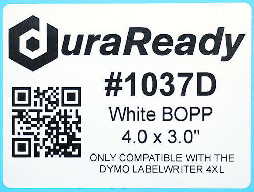 service Svække Lavet til at huske 1037D 4.0 x 3.0 White BOPP label for Dymo 4XL printer only: DuraReady  Permanent Non-Fading labels for your Dymo Labelwriter