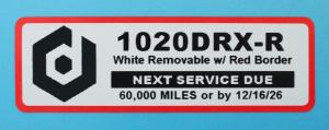 1020DRX-R 1.125 x 3.5" White Removable w/Red Border BOPP plastic label Large Capacity Roll