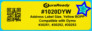 1020DYW 1.125 x 3.5" Yellow BOPP plastic label