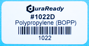 White, 2 x 1" BOPP DuraReady label, a durable choice for barcoding, merchandising, asset tagging, event labels and cataloging.