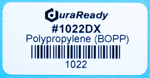 Extra large roll of DuraReady's 2 x 1" white BOPP labels, ideal for address labels, event labels, and anything that calls for a glossy white finish.