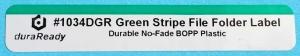 1034DGR 9/16 x 3-7/16" Green Stripe BOPP plastic File Label