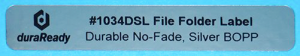 Mirror-like, bright silver 9/16 x 3-7/16" BOPP Plastic DuraReady File Folder Label, ideal for eye-catching label applications.