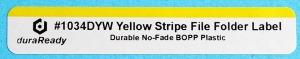 No-fade, 9/16 x 3-7/16" bright yellow, BOPP Plastic DuraReady File Folder Label, ideal for eye-catching label applications.