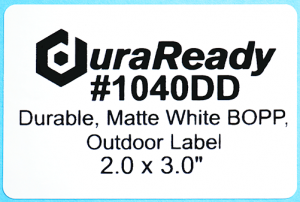 Durable, #1040DD, matte white BOPP outdoor labels ideal for printing custom nursery and horticulture labels.