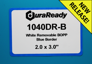 1040DR-B  2.0 x 3.0 White Removable BOPP Label w Blue Border