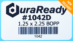 DuraReady's #1042D 1.25 x 2.25, white BOPP library label, ideal for jacket labels, DVD case labels and more.