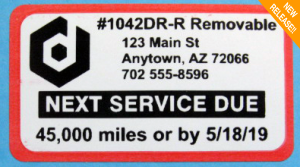 1042DR-R 1.25 x 2.25" White Removable w Red Border