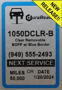 1050DCLR-B Clear Remable BOPP w/ Blue Border