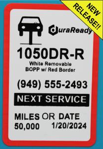 1050DR-R White 1.5 x 2.25" White Removable BOPP w/ Red Border