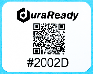 Unobtrusive, gloss white 1.25 x 1" polyester label, perfect for barcode labeling, asset tagging, library books, cataloging, pricing, merchandising, dispensary and vape labels.