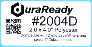 Durable, 2 x 4" white polyester label ideal for shipping information, logistics labels, dispensary and vape labels.