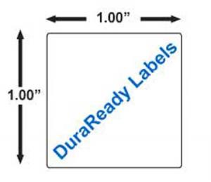 Tough, small 1 x 1" brushed aluminum polyester label, ideal for barcode labels, pricing labels, book spine labels, medical labels, lab work, vape and dispensary labels.