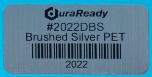 Unique, 2 x 1" brushed aluminum silver polyester labels, ideal for DIY event and party decor.