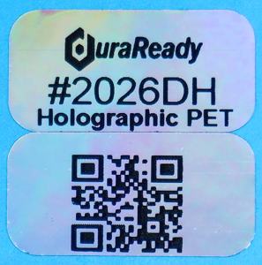 Eye-catching, holographic silver in a 2-up 0.5 x 1" polyester label, ideal for pricing, merchandising, categorizing and any heat or UV sensitive products.