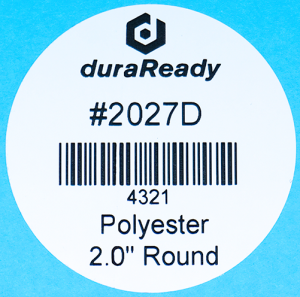 Tough, 2" round white polyester, resistant to heat and temperature making these labels perfect for candles, canning, and other heat sensitive applications.