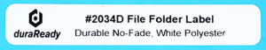 Long-lasting, 9/16 x 3-7/16" white polyester file folder label.