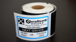 #1032DRX-B, extra capacity roll, removable Oil change and Service Reminder windshield Label with blue border