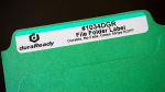 No-fade, white BOPP plastic file folder label with a green edge for your Labelwriter printer.