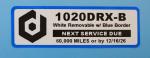 1020DRX-B 1.125 x 3.5" White Removable w/Blue Border BOPP plastic label Large Capacity Roll