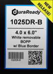 1025DR-B 4.0 x 6.0 White BOPP with blue border label with Removable Adhesive for Dymo 4XL printer only