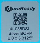 Mirror-like, silver 2 x 2.3125" BOPP label, perfect for service reminder labels, oil change stickers, candle labels, vape and dispensary labels.