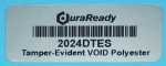 Secure, bright silver VOID polyester 0.75 x 2" label, ideal for asset tagging, barcodes, dates, lot codes, and serial numbers.