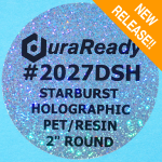 2" round, starburst holographic labels