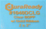 2040DCLG 2.0 x 3.0" Clear Plastic with Gold Ribbon